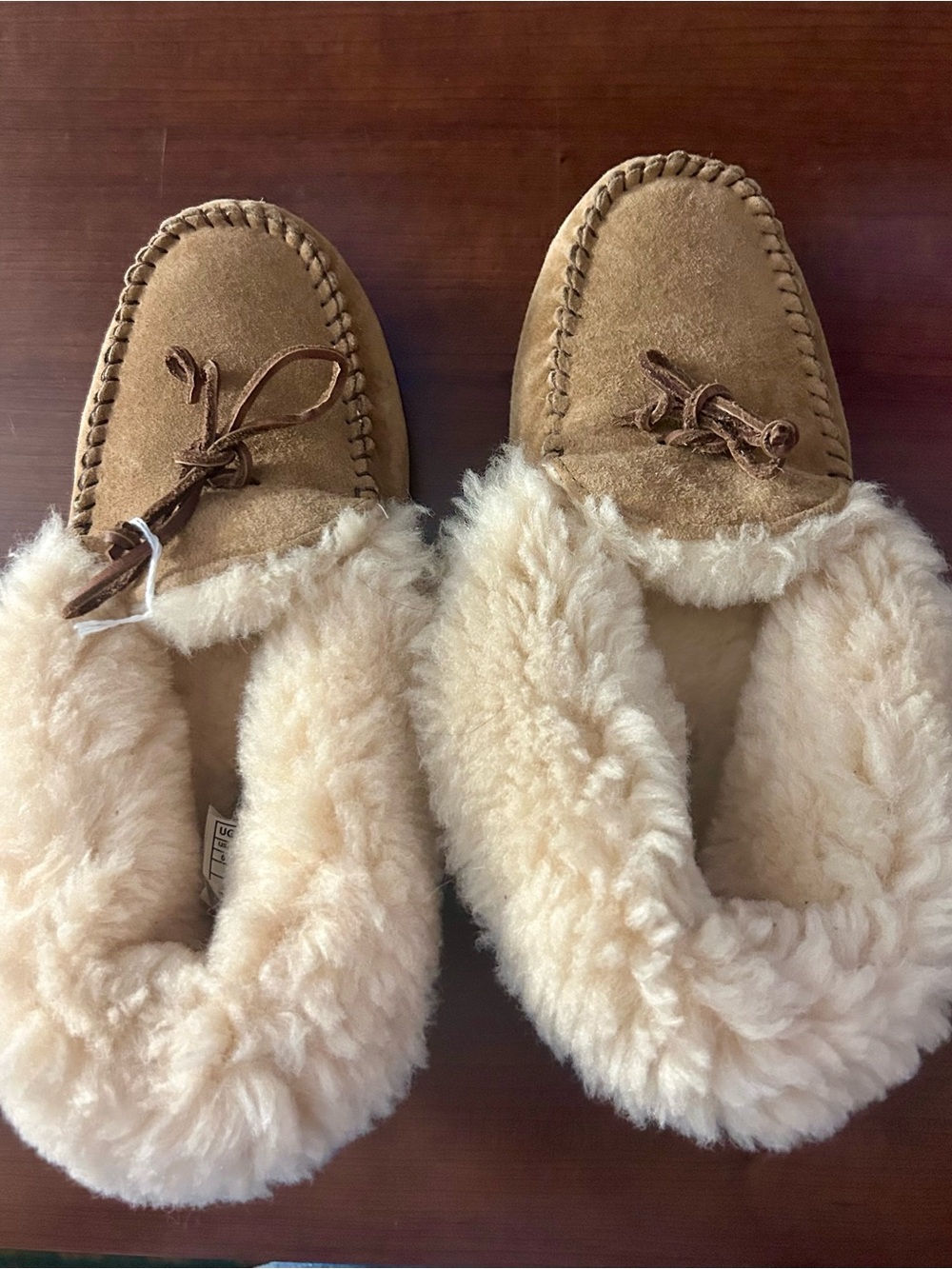 UGG Women's Chestnut Suede Shearling Moccasin Slippers